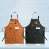 Wholesale Half Length Apron Customized Bar Cafes Apron Kitchen Work Canvas Aprons With Pockets