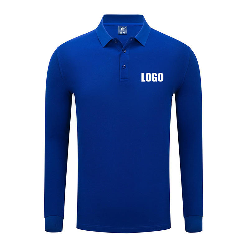 Customized Knitted Fabric Pique Cotton Long Sleeves Golf Polo Shirts
