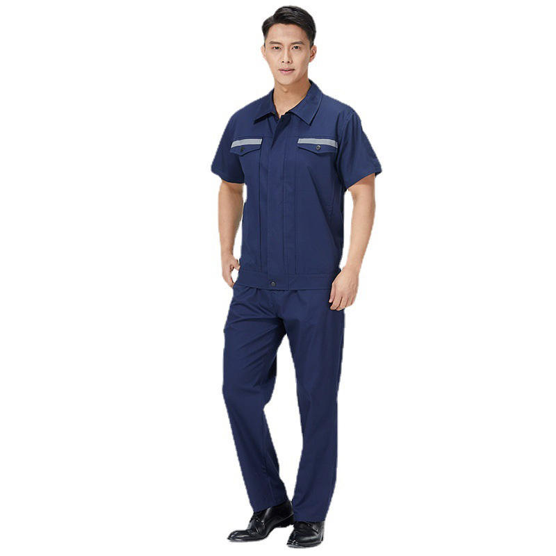 Short Sleeves Pure Cotton Anti Static Functional Uniforms Industrial Working Clothes For Men
