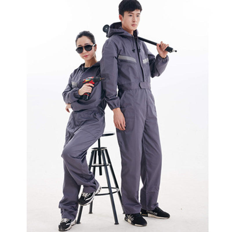 Wholesale High Quality Patched Work Hoodie With Zip Jumpsuits For Men Cotton Bleeded