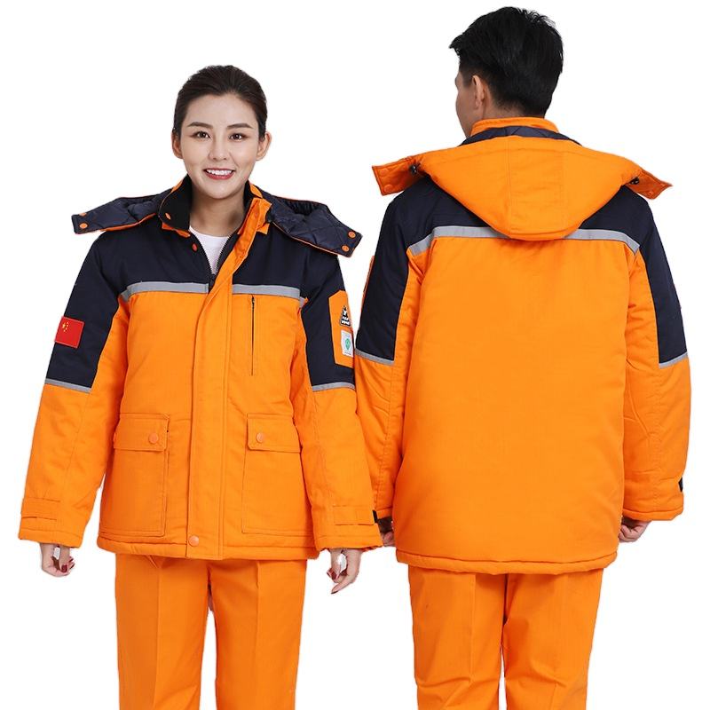 Winter Cold Resistant Anti Static Multi Pocket Safety Work Suit Jacket With Warm Lining