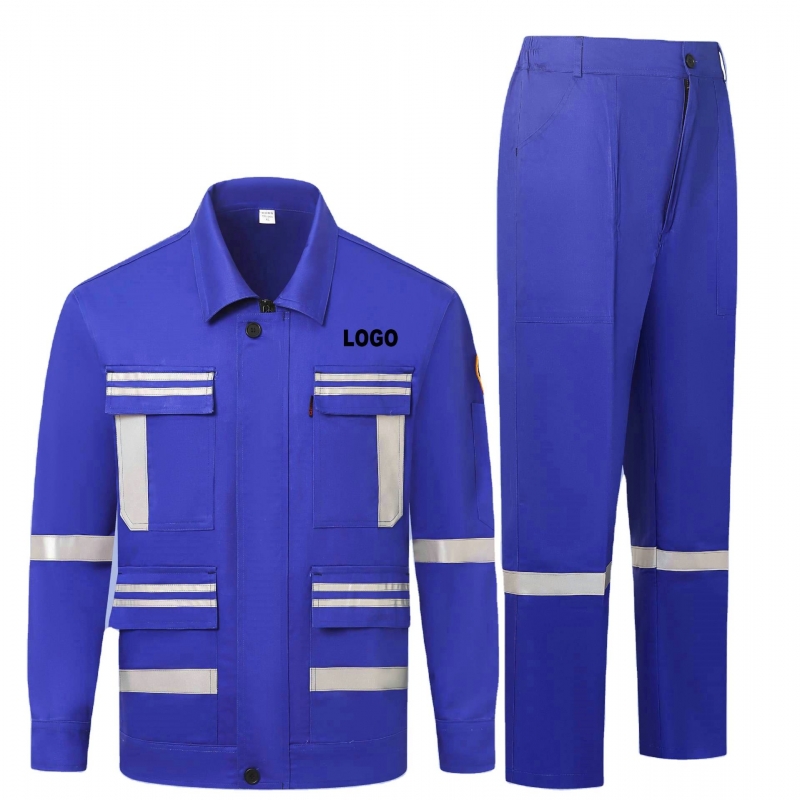 Reflective Fireproof Shirt Men Industrial Work Uniform Anti Static For Gas Station