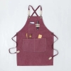 Custom Logo Design Adjustable Durable Chef Men Garden Barber Canvas Work Aprons With Pockets