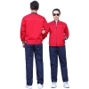 Two Pieces Type Industrial Uniforms Stand Collar Design Workwear Uniforms With Reflective Strips
